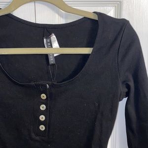 White Fox Long Sleeve Henley Bodysuit